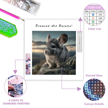 Chinchilla på klippa – Diamantmålning