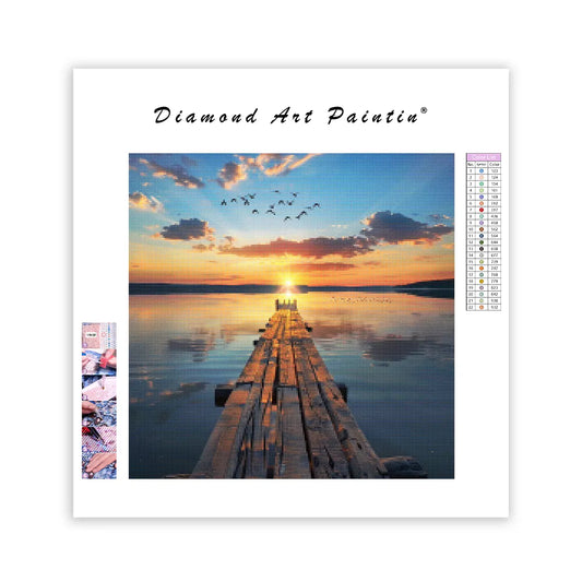 Mólo pri jazere Sunset - Diamantmålning