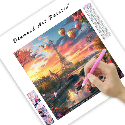 Prechádzka pri západe slnka v Paríži - Diamantmålning