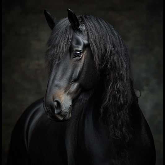 Majestätisk Obsidianhäst - Diamantmålning