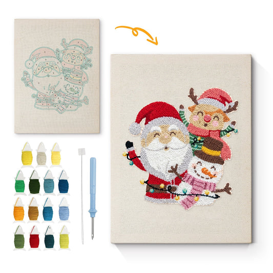 Jultomten och vänner – Punch needle-broderi