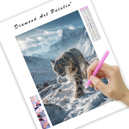 Snöleopard i bergen – Diamantmålning