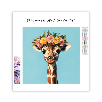 Blommig giraff - Diamantmålning