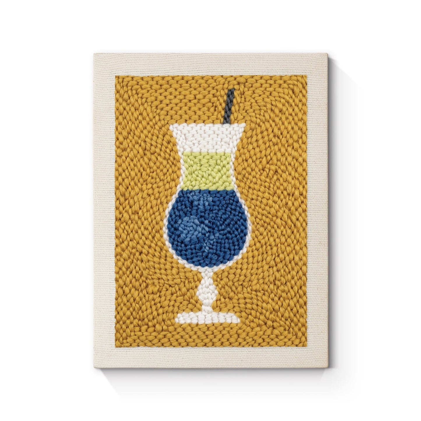 Blå cocktail – Punch needle-broderi