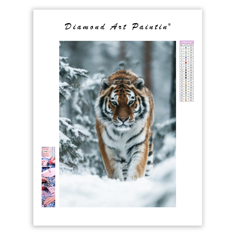 Sibirisk tiger i snö – Diamantmålning