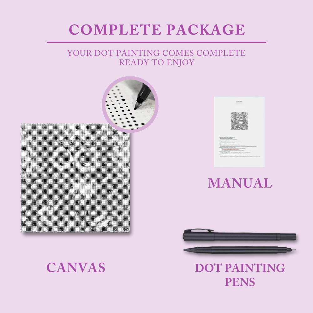 Mjuk och söt babyuggla - Prickmålning