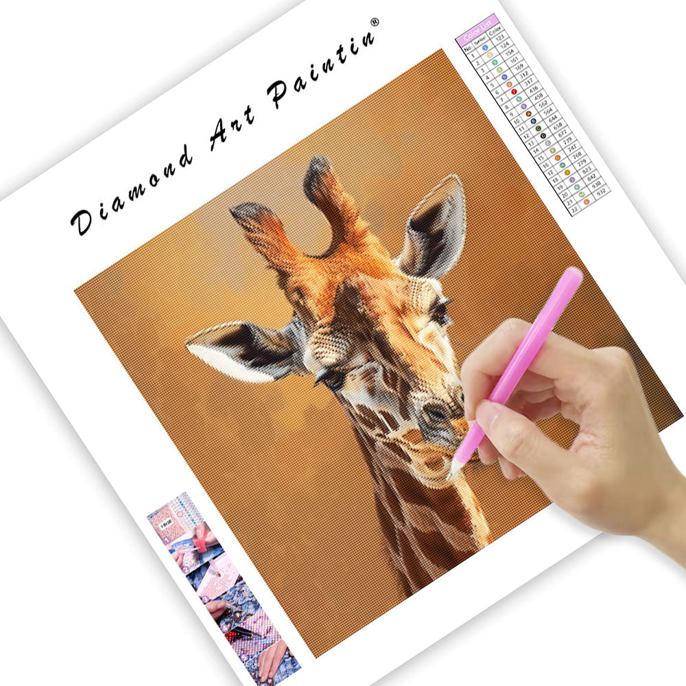 Snyggt giraffporträtt - Diamantmålning