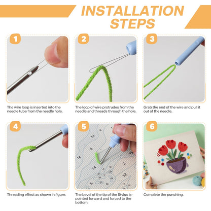 Färgstarka tulpaner i kruka – Punch needle-broderi