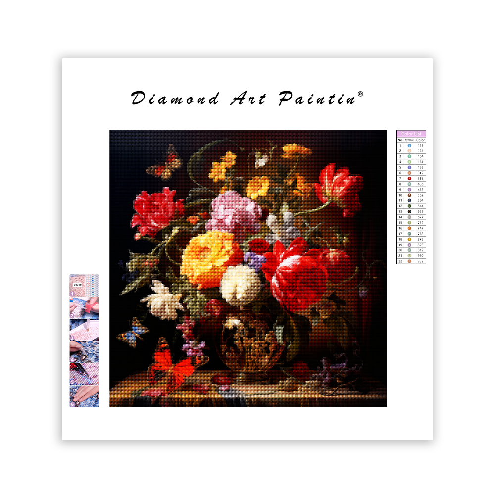 Barock blombukett - Diamantmålning