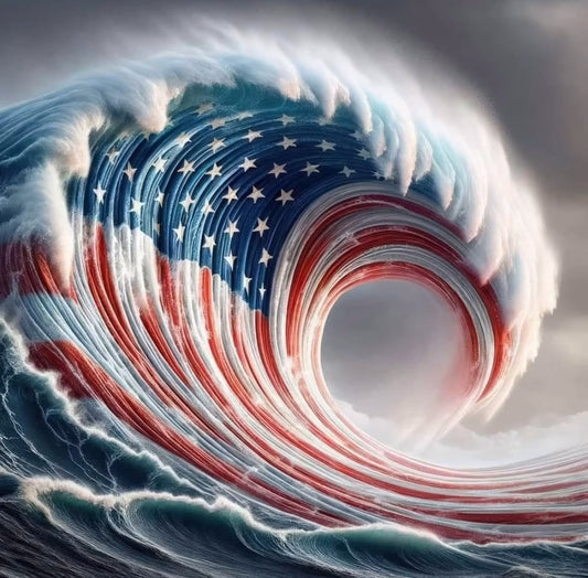 Amerikanska Flaggan I Ocean Wave - DiamantmåLning