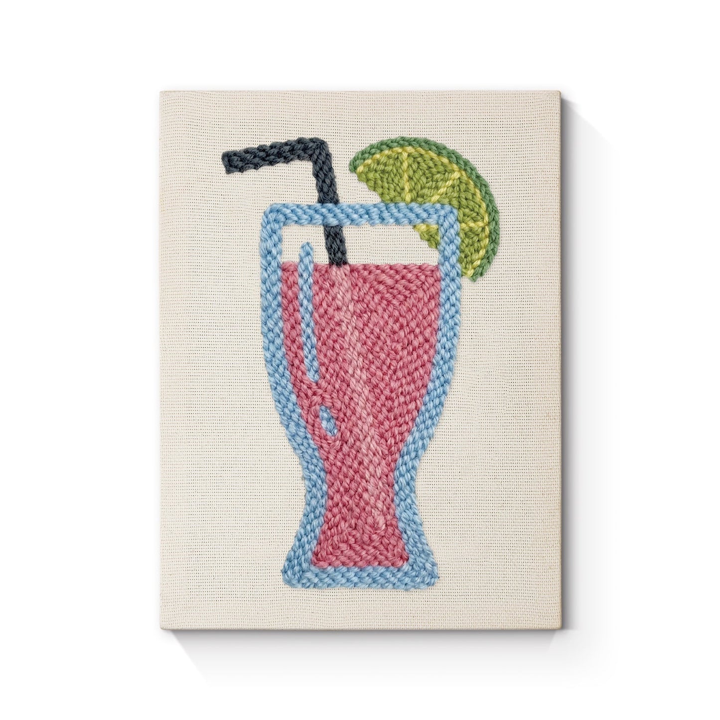 Rosa drink med lime – Punch needle-broderi