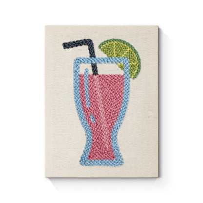Rosa drink med lime – Punch needle-broderi