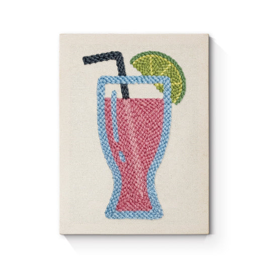Rosa drink med lime – Punch needle-broderi
