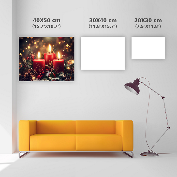 Set med tre röda julljus - Diamantmålning