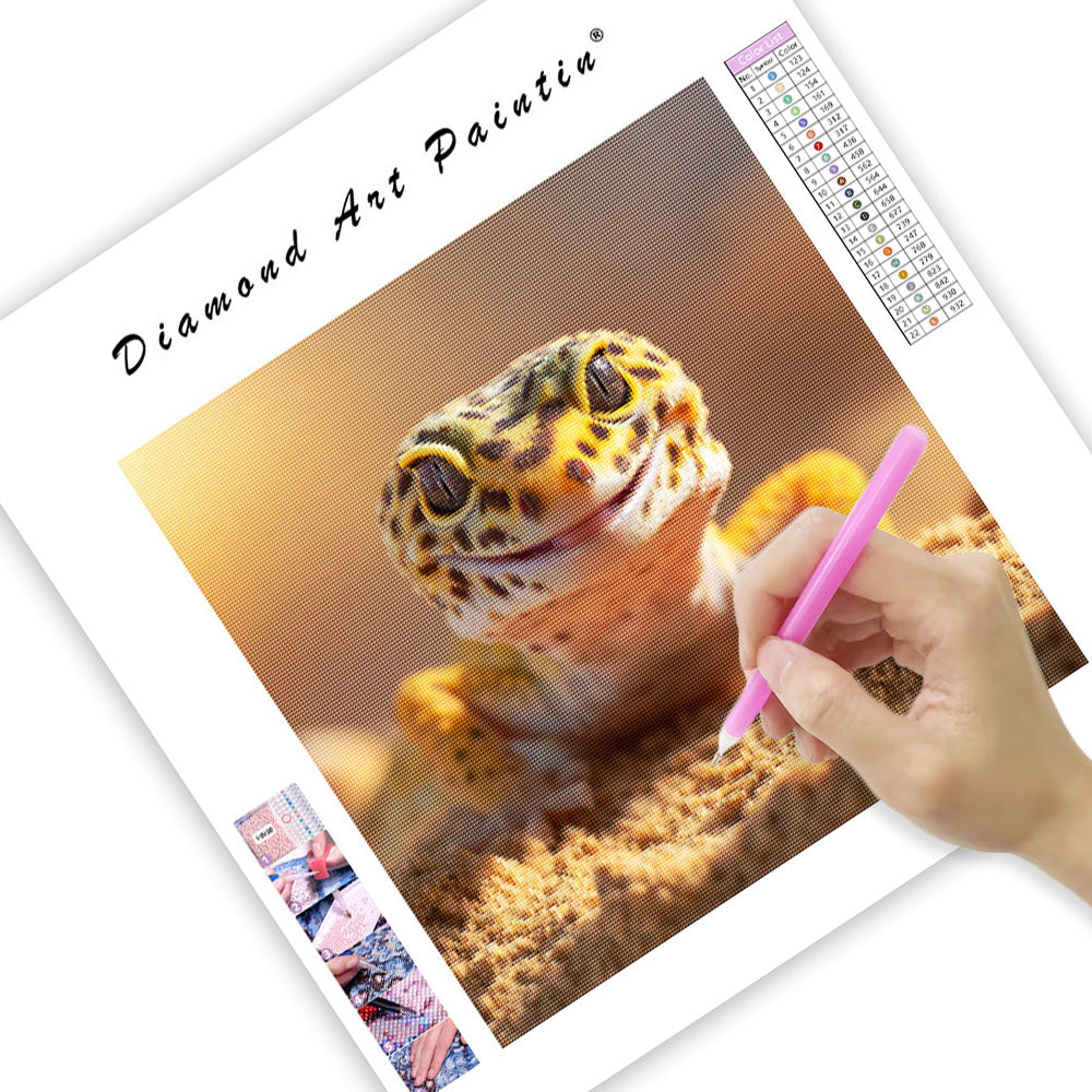 Leopardgecko med leende – Diamantmålning