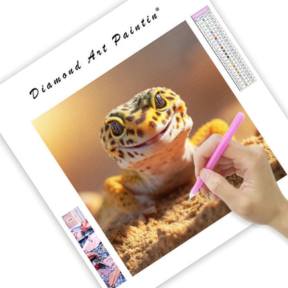 Leopardgecko med leende – Diamantmålning