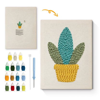 Glad grön växt – Punch needle-broderi