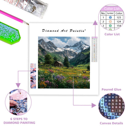 Alpäng med vildblommor - Diamantmålning