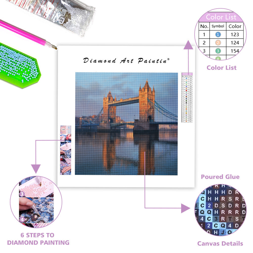 London Tower Bridge i gryningen - Diamantmålning