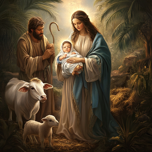 Heliga familjen i Jesu födelse - Diamond Painting