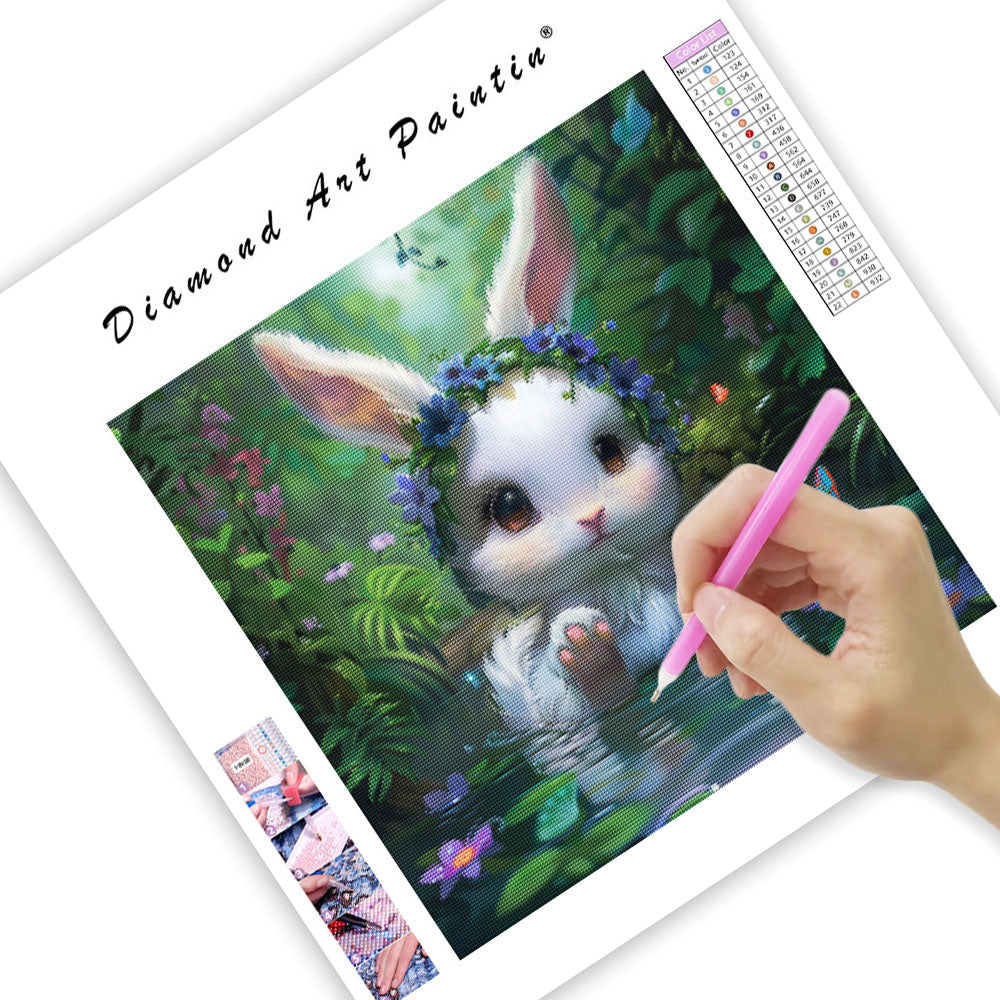 Fantasikanin med blommor – Diamantmålning