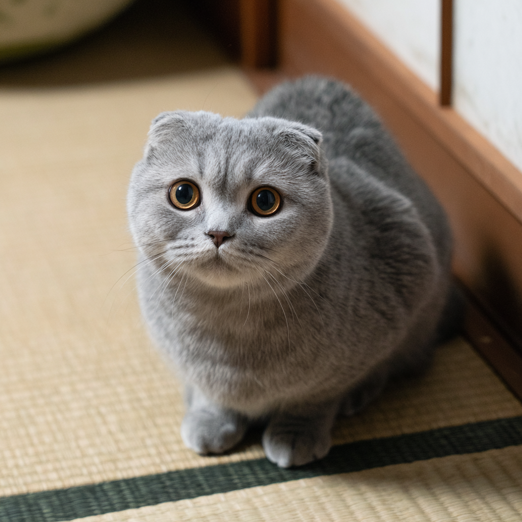 Scottish fold-katt i limpposé – Diamantmålning