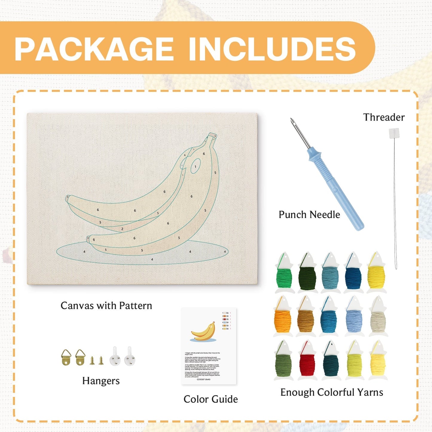 Bananbroderi – Punch needle-broderi