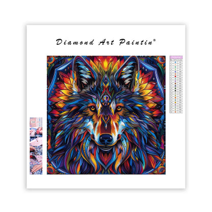 Mandalamönster med varg – Diamantmålning