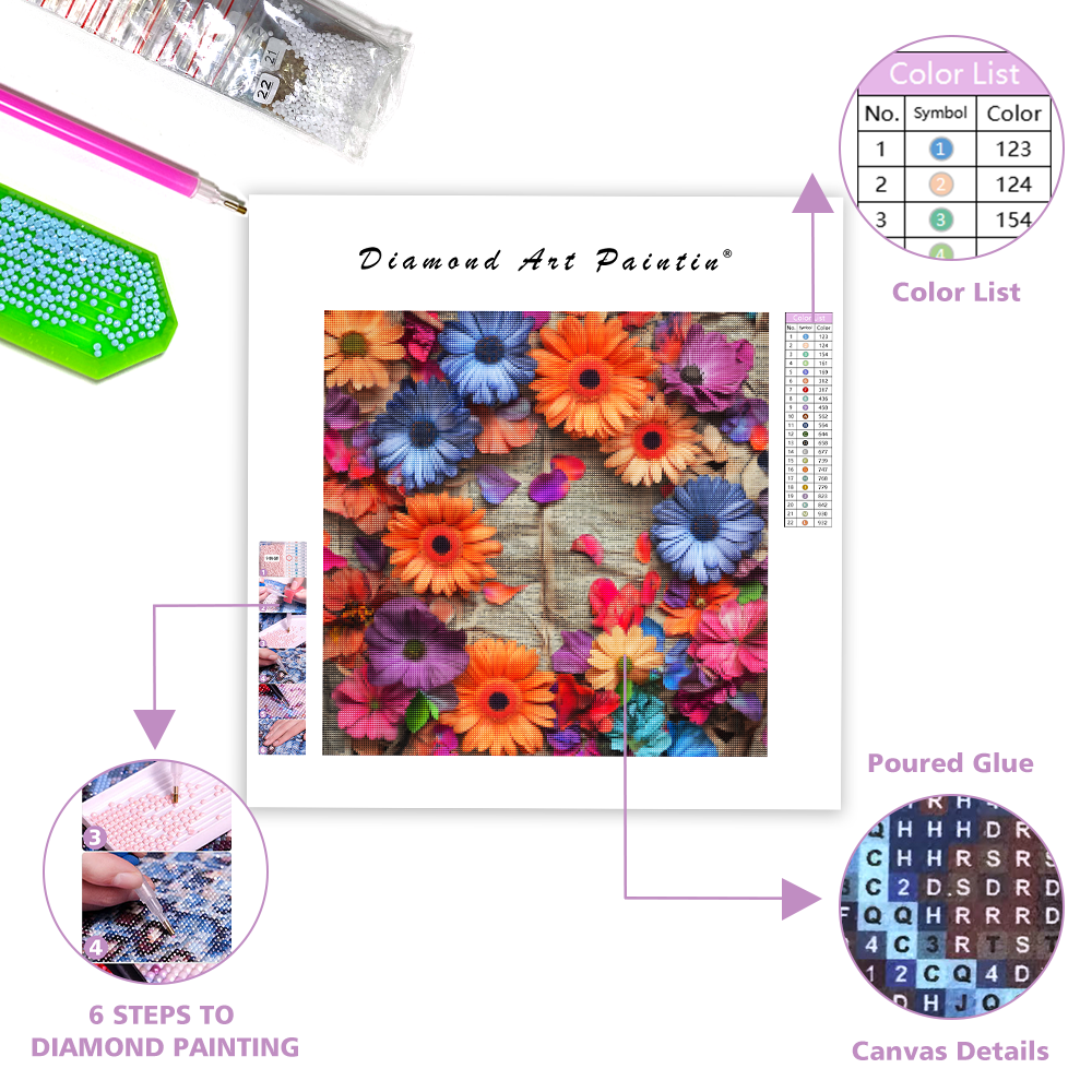 Blomsterarrangemang på papper - Diamond Painting