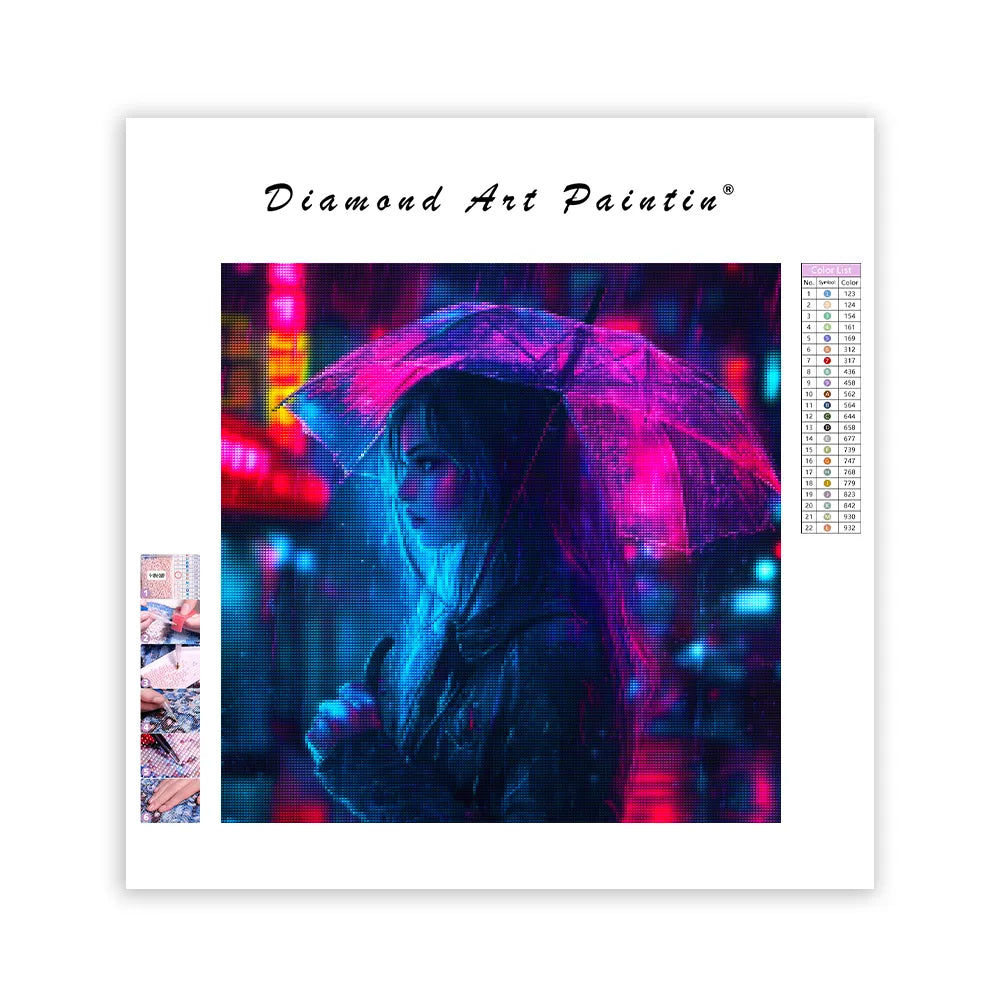 Cyberpunk Mystisk Flicka - Diamantmålning