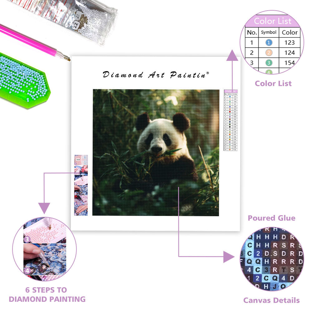 Panda som äter bambu – Diamantmålning