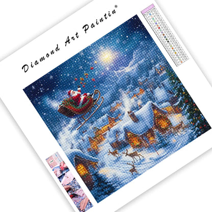 Tomtens SläDe öVer SnöIg By - DiamantmåLning