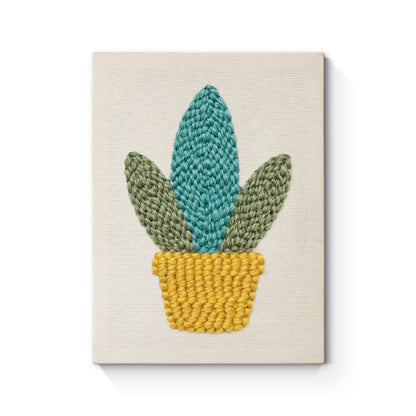 Glad grön växt – Punch needle-broderi