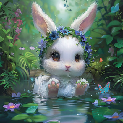 Fantasikanin med blommor – Diamantmålning