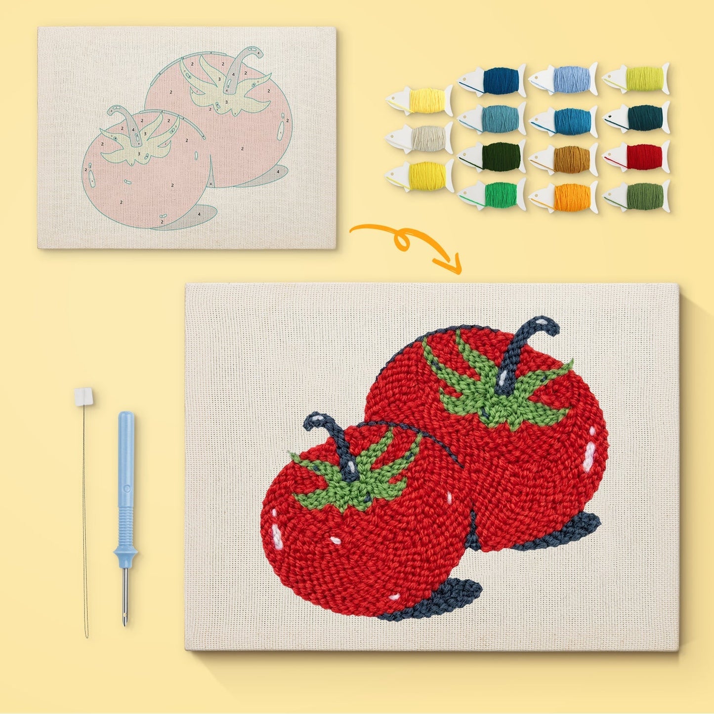 Tomatglädje – Punch needle-broderi