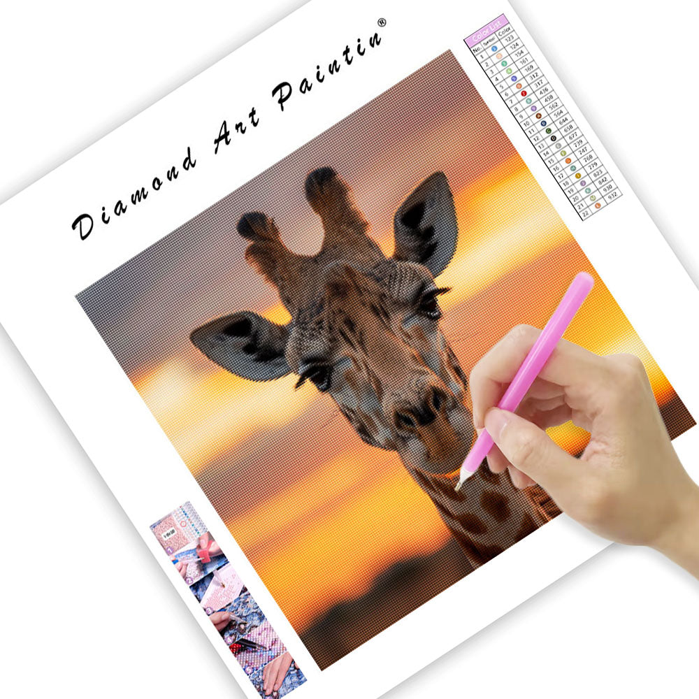 Giraff i solnedgång – Diamantmålning