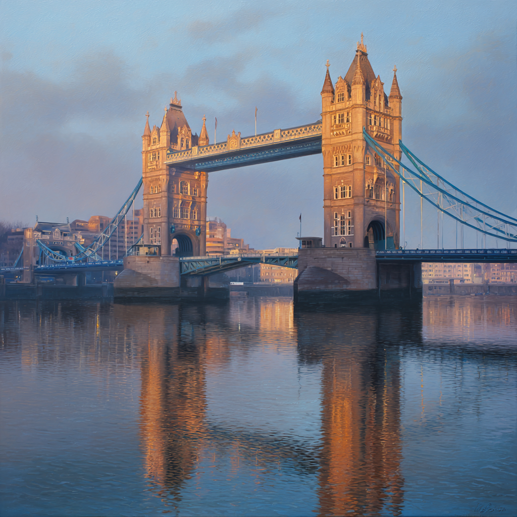 London Tower Bridge i gryningen - Diamantmålning