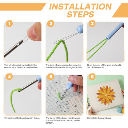 Gul solros – Punch needle-broderi