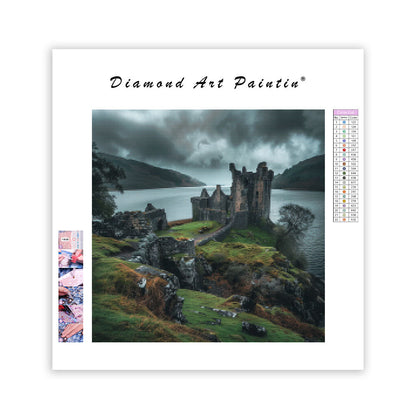 Skotskt slott vid en loch – Diamantmålning