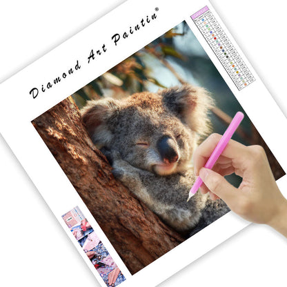 Koala som kramar ett träd – Diamantmålning