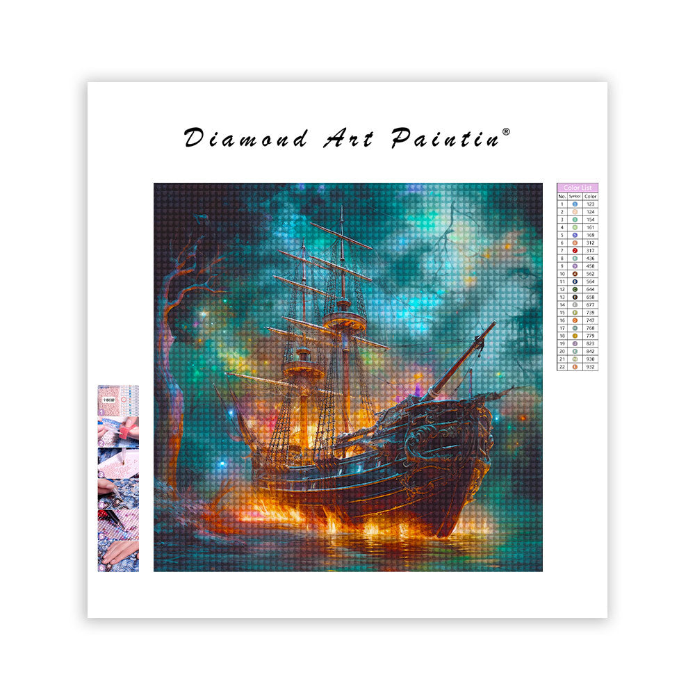 SpöKlikt Piratskepp - DiamantmåLning
