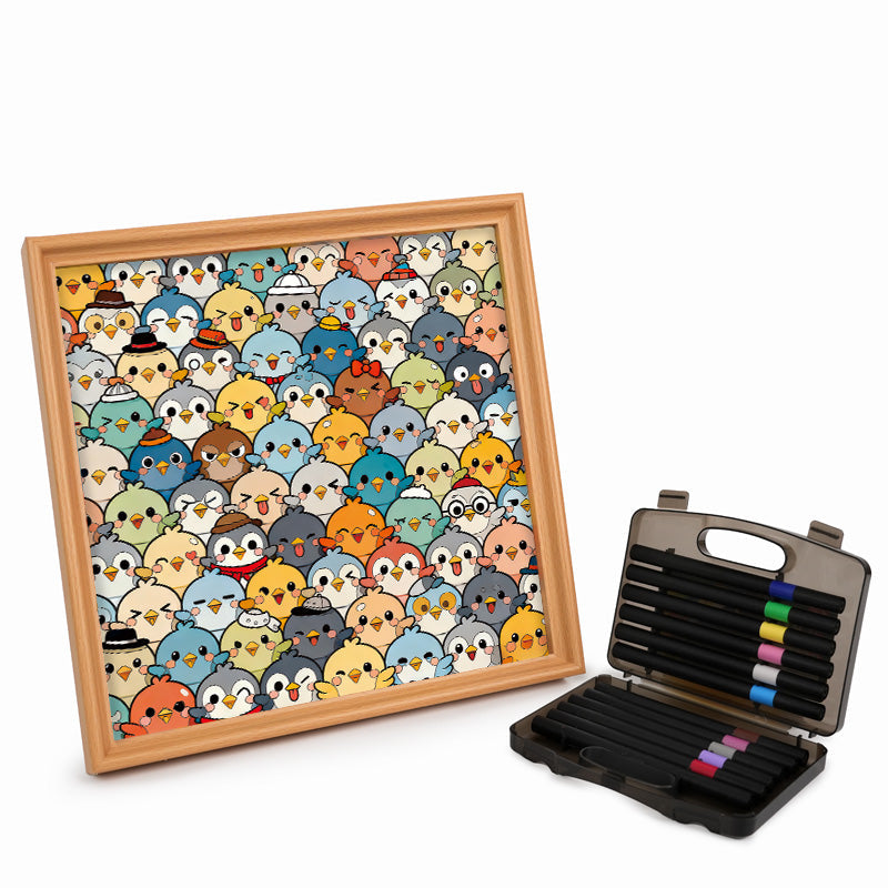 Fåglar - Träpussel med målarbilder