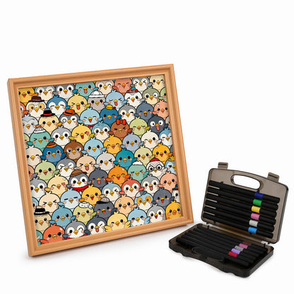 Fåglar - Träpussel med målarbilder