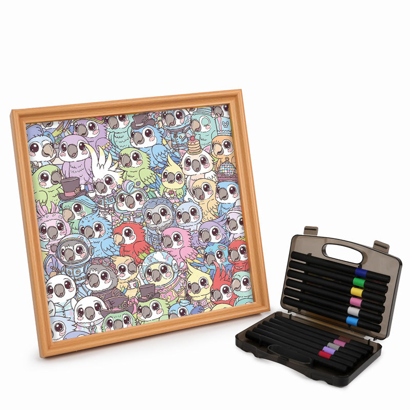 Undulat - Träpussel med målarbilder