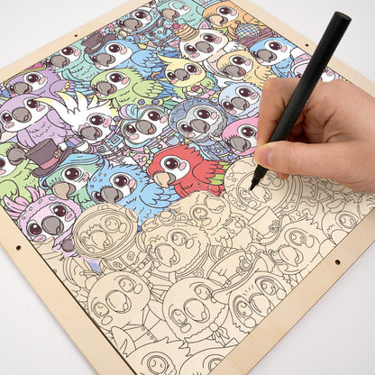 Undulat - Träpussel med målarbilder