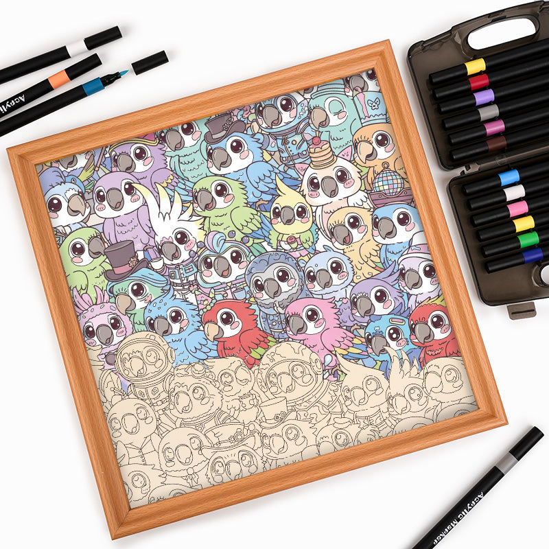 Undulat - Träpussel med målarbilder