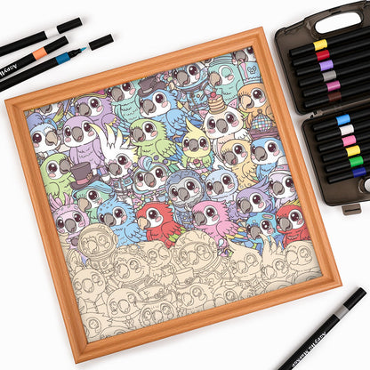 Undulat - Träpussel med målarbilder