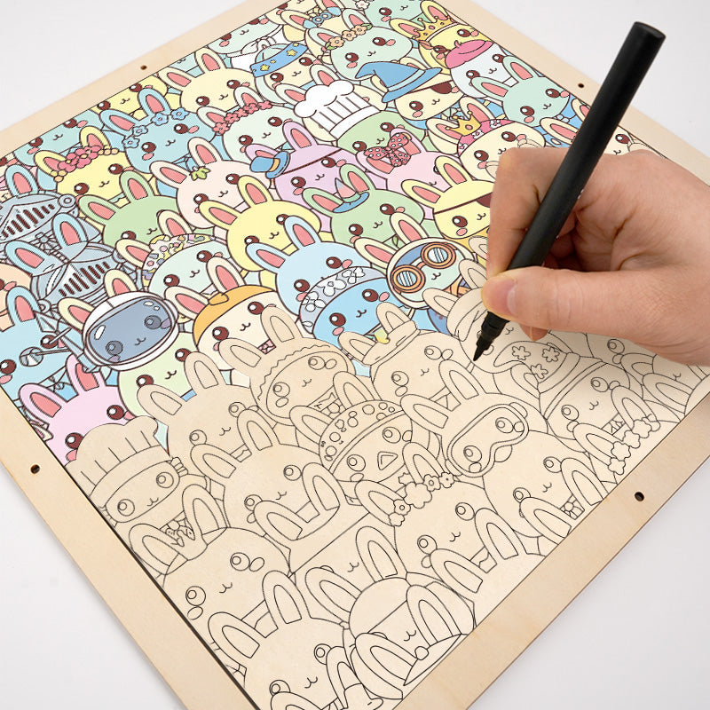 Kanin - Träpussel med målarbilder