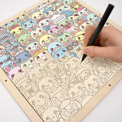 Kanin - Träpussel med målarbilder