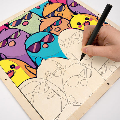 Coola fåglar - Träpussel med målarbilder